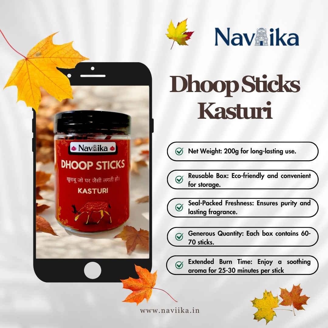 Dhoop Sticks Kasturi and Jasmine- Combo 400gm 60-70 Sticks in a Box