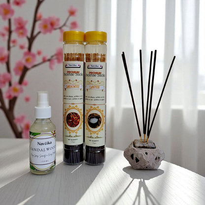 Dhoop Agarbatti Combo – Sandwood & Camphor and a Free Sandalwood Air Freshener 100ml